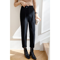 Njiahui Current Commuter Pants King ~ Thickened hair Western clothing Pants Women Winter High Waist Display Slim Casual Smoke Pipe Pants West Pants