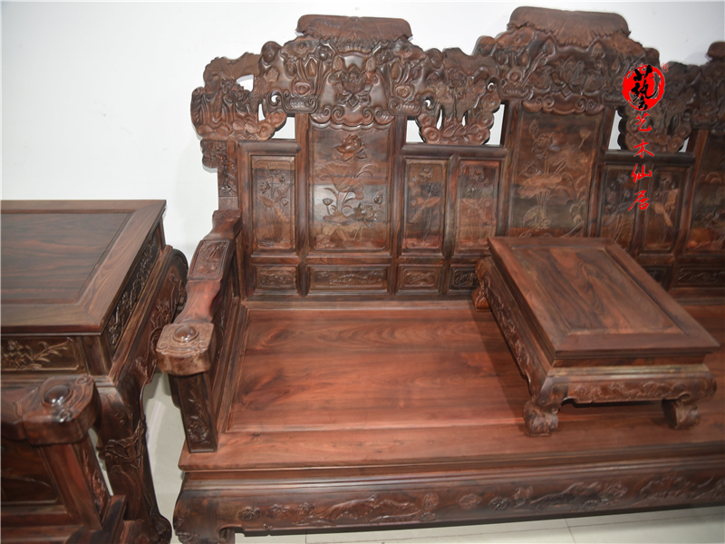 Gỗ gụ nội thất gỗ hồng sắc sofa mười một bộ gỗ hồng sắc phòng khách sofa kết hợp Sian gỗ hồng mộc cổ - Bộ đồ nội thất mẫu tủ gỗ phòng khách hiện đại