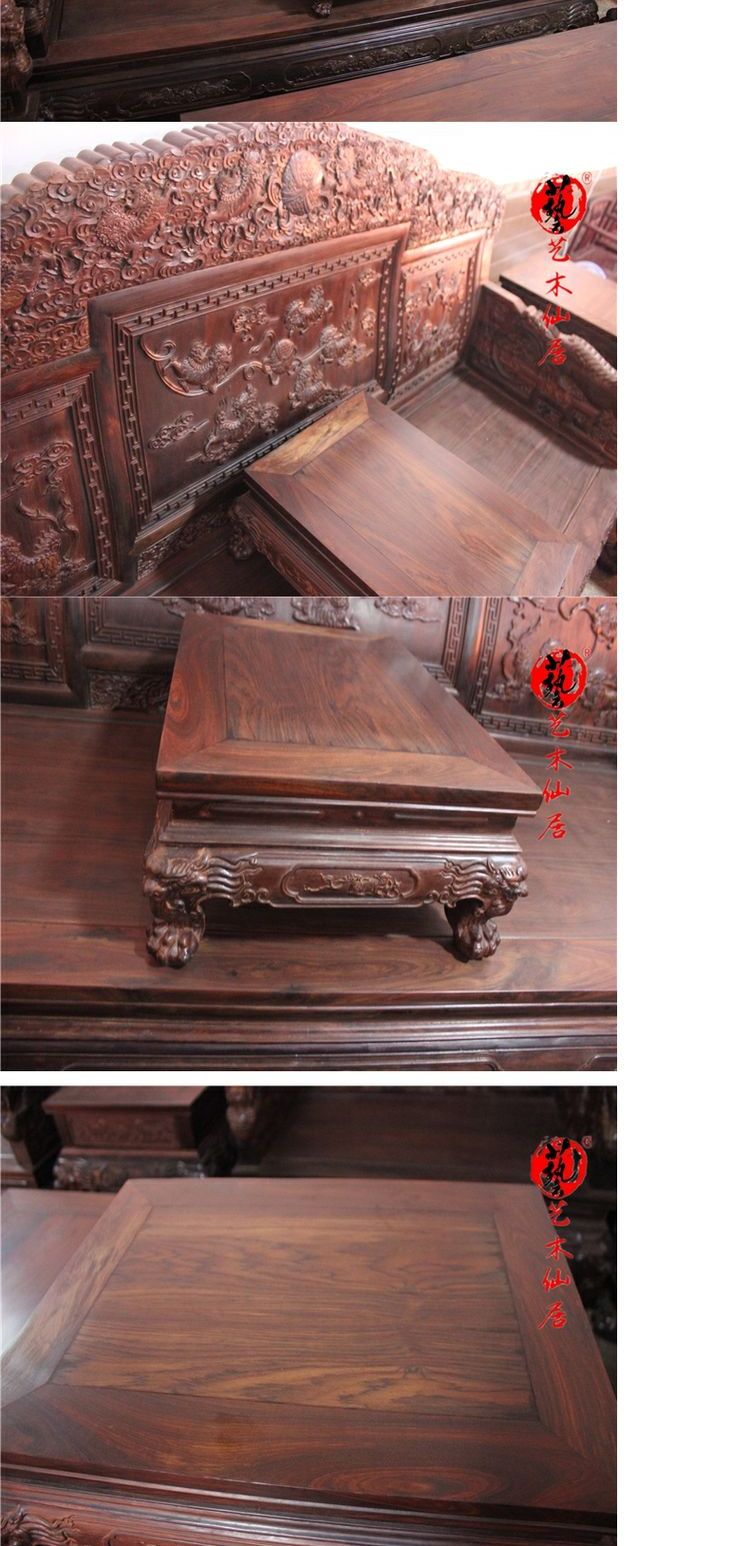 Sofa gỗ gụ Lào gỗ hồng sắc đỏ sofa lớn ngai vàng 13 mảnh đặt gỗ gụ đồ gỗ rắn Sian gỗ hồng sắc - Bộ đồ nội thất nội thất thông minh