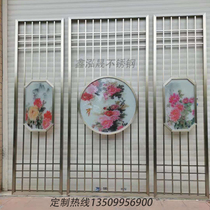 New Chinese style stainless steel screen Modern simple partition Living room entrance Hotel office hollow partition wall customization