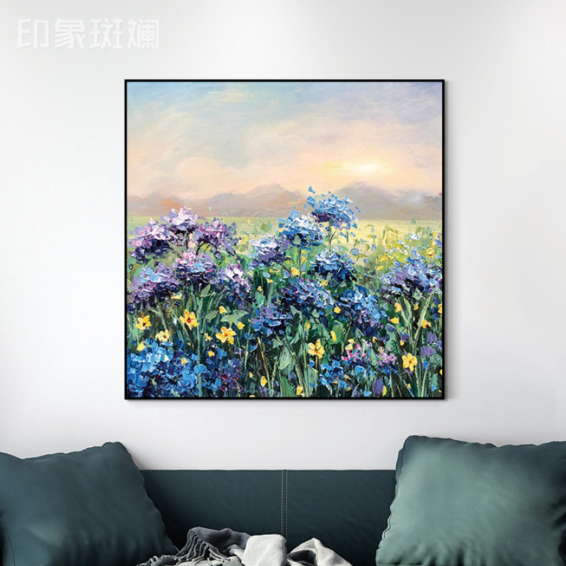 Original painting painting in the morning dawn Violet Flower landscape American park living room bedroom stereo