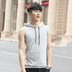 Phiên bản Hàn Quốc của áo vest nam trùm đầu mùa hè rộng vai thương hiệu thủy triều Hồng Kông mặc áo cotton trùm đầu không tay áo thun nam - Áo vest cotton áo vest khoác nam Áo vest cotton