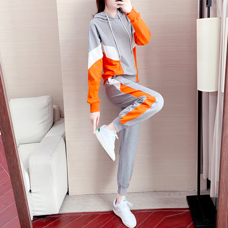 Hong Kong Sports Suit Women's Spring Autumn 2021 New Fashion Foreign Pie Loose Cap Running Wee Wear Casual Wear