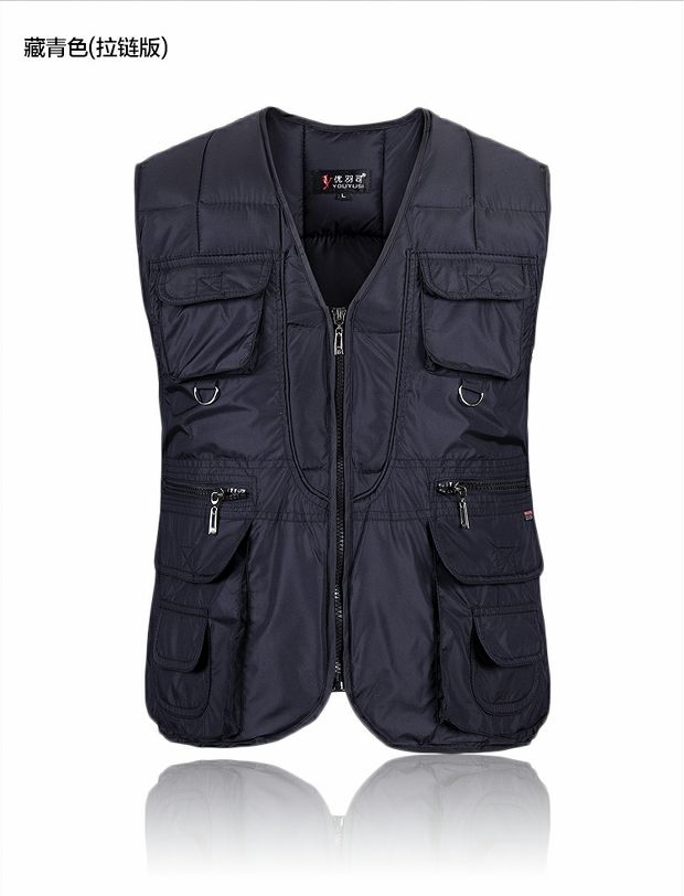 Mùa thu và mùa đông quần áo trung niên nam lớn bỏ túi vest clip xuống bông ấm áo vest overalls cha mặc cắt vai áo ba lô nam