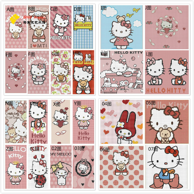 Hello Cartoon Mosaic Jigsaw Puzzle Background Wall Hello Kitty Cat Pink dressing room Children's room Custom