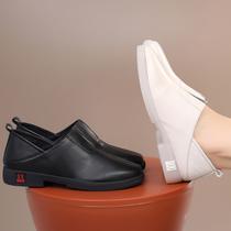 2021 autumn new womens shoes soft bottom mother flat leather single shoes casual spring and autumn shoes a pedal leather shoes large size