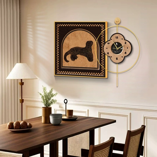 Декоративная роспись для столовой во французском стиле в стиле ретро, высококачественная картина с часами, фоновая настенная живопись для гостиной, обеденного стола, креативная комбинированная настенная роспись, живопись