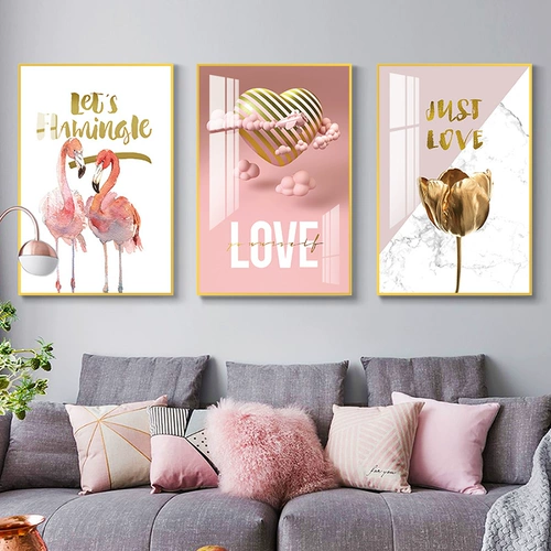 Северный стиль гостиная декоративная живопись современная минималистская диван Фоновая стена Три -ежедневная картина Хрустальная фарфоровая живопись абстрактная легкая роскошная висящая живопись