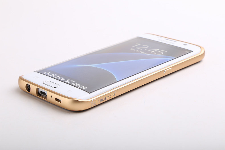 iMatch Luxury Aluminum Metal Bumper Premium Genuine Leather Back Cover Case for Samsung Galaxy S7 Edge G9350 & S7 G9300