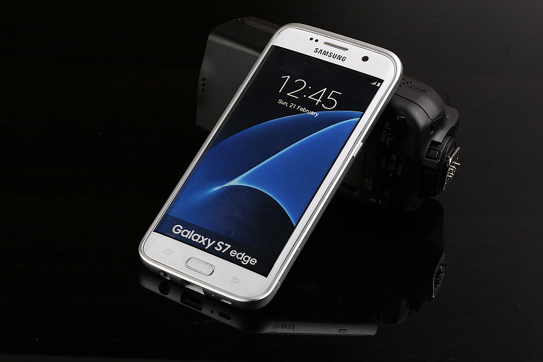 iMatch Luxury Aluminum Metal Bumper Premium Genuine Leather Back Cover Case for Samsung Galaxy S7 Edge G9350 & S7 G9300