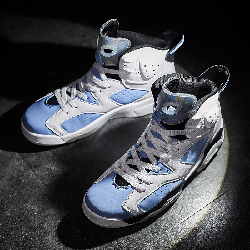 Aj6 North Carolina Blue High-Top Basketball Shoes for Men, Made in Putian, Suitable for Teenagers and Junior High School Students, Practical for Actual Play, Large Size Sports Aj Sneakers