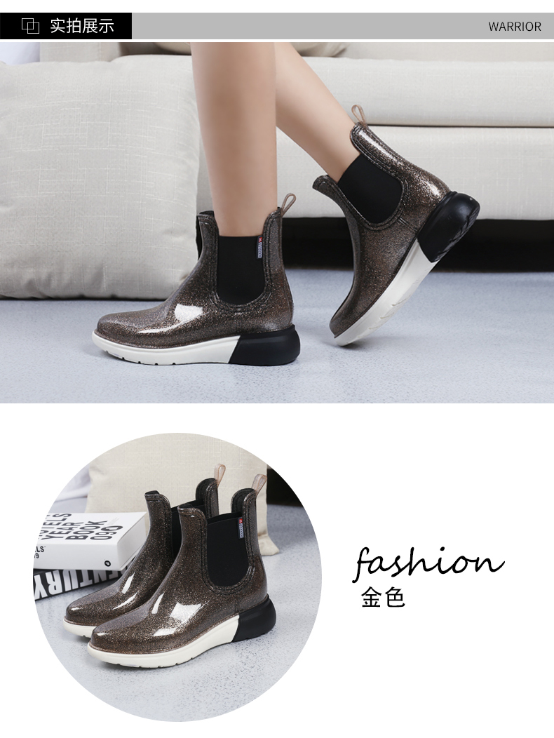 Kéo trở lại ống ngắn nữ đi mưa nữ phiên bản Hàn Quốc của giày đi mưa Giày cao su thời trang Anh phiên bản thấp của Hàn Quốc để giúp giày nước dày triều mưa nữ giày chống nước Adiddas