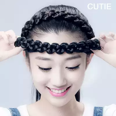 Delicate wig hair band Korean fashion woven thick twist braid hair hoop headwear leather band hair hoop accessories
