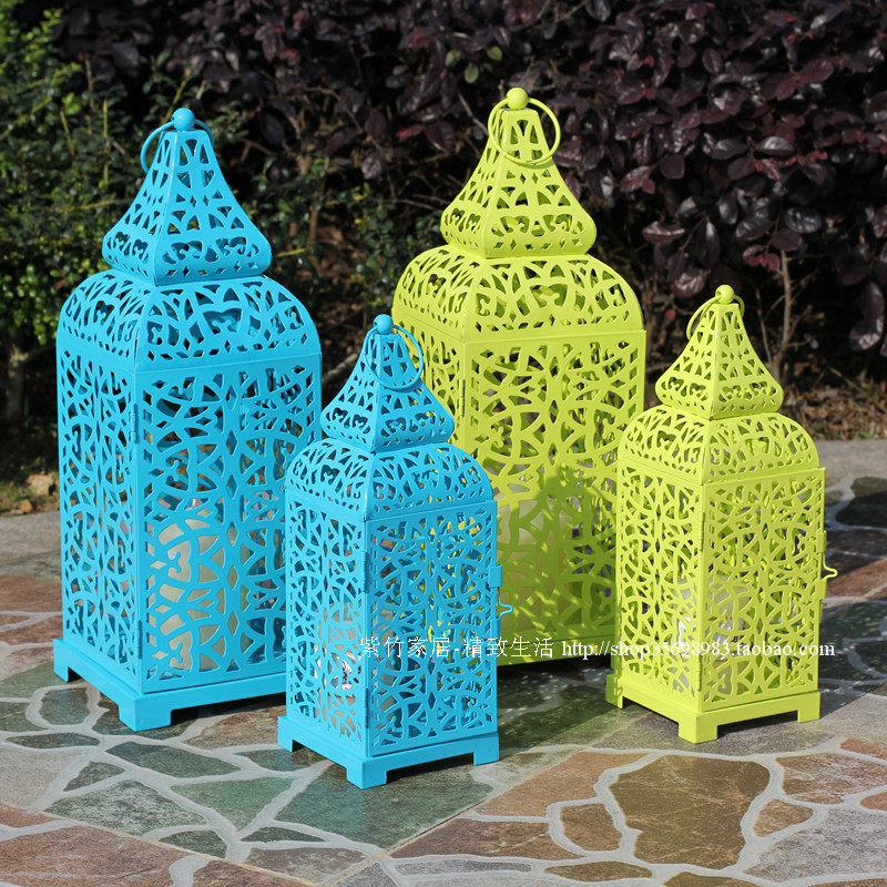 NEW SPRING COLOURS MOROCCO TULED IRON ART CANDLESTICK Shop Window Swing table Soft-fit pint European-style candleholder pendulum