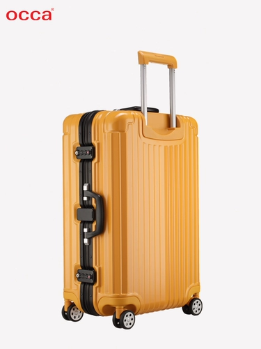 Occa/ouka, подлинный желтый чемодан из чистого ПК, чемодан на колесиках в стиле ретро, ​​европейский и американский, универсальный чемодан с кодовым замком на колесах