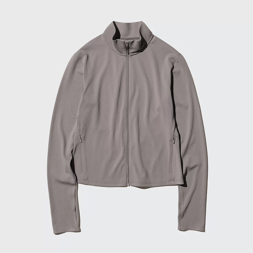 Женская куртка Uniqlo AIRism с высоким эластичным уплотнением и молнией, длинный рукав, 474964 475336