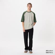 Футболка мужская uniqlo男装女装宽松插肩袖t恤5分袖短袖t恤475366 466874 457833