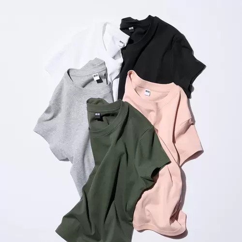 Uniqlo, приталенная футболка, круглый воротник, короткий рукав, высокая талия