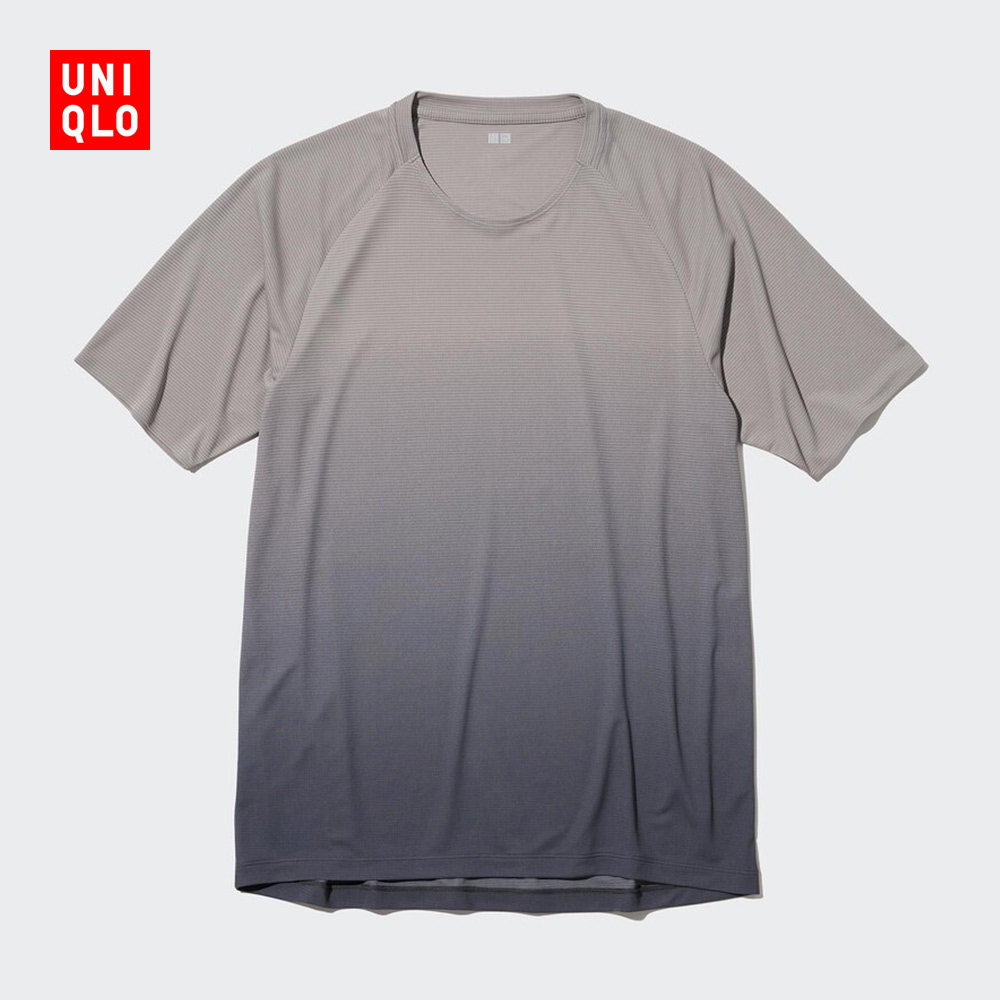 Uniqlo Men's Dry-EX Moisture-wicking Crewneck T-shirt Short-sleeved Lightweight Sports Gradient Quick-drying 463363 