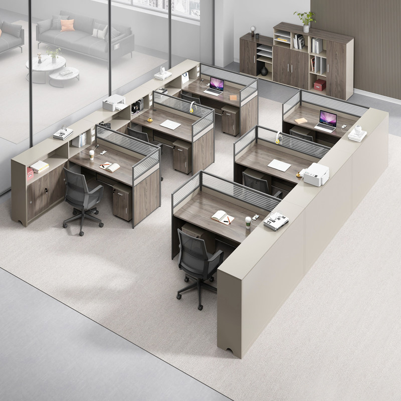 Staff Desk Desk staff Table of 4 persons 4 persons 6 Office Brief Finance Table Thickened Screens Table and chairs Composition