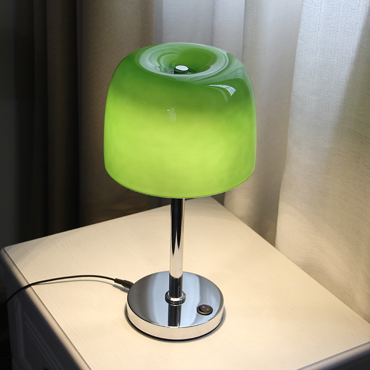 Nordic Modern Mid-Century Cream Mushroom Bauhaus Glass Table Lamp Bedroom Light Luxury Retro Atmosphere Living Room Bedside Lamp