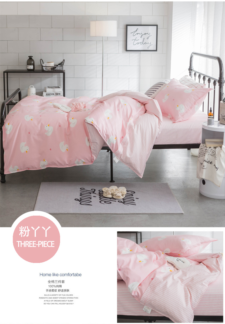 Bông sinh viên ký túc xá quilt cover giường đơn bộ ba bộ đồ giường trẻ em sheets 1.2 m bộ đồ giường cotton