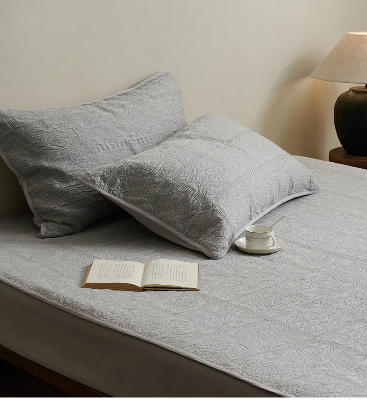 Натяжная простыня fitted sheet | 天丝棉床笠枕套三层提花柔软凉席厚实三件套四季