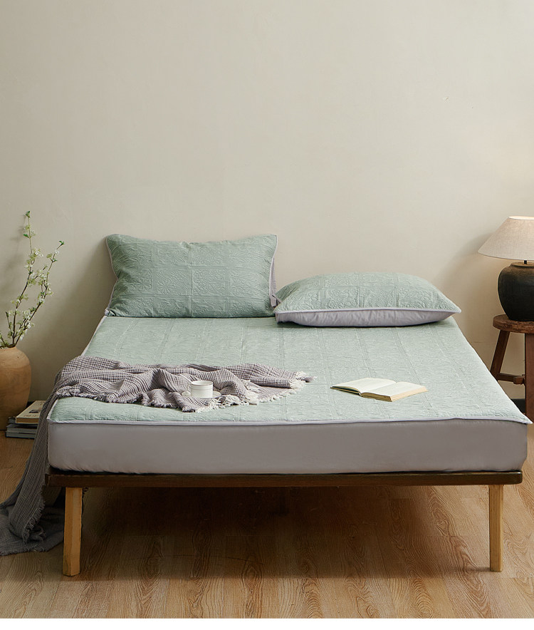 Натяжная простыня fitted sheet | 天丝棉床笠枕套三层提花柔软凉席厚实三件套四季