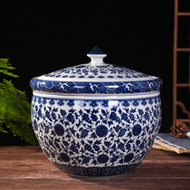 Jingdezhen ceramic rice barrel household with lid 20kg 10kg rice box face tank storage tank sealed moisture-proof insect