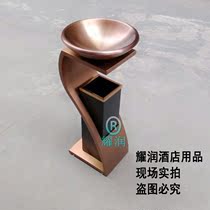 Stainless steel rose gold KTV lobby hotel hotel S-type trash can with ashtray trash can electric