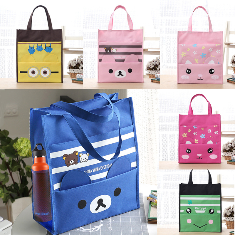 (with water glass bits) Cartoon elementary school students A4 tutorial bags with hand lunches with sails buns bag of fine art bags for remedial classes
