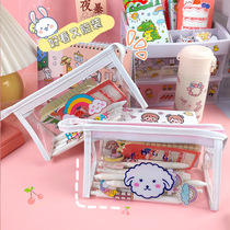 Cartoon Transparency Makeup Bag Women Ins Waterproof Cashier Bag Girl Hearts Portable Travel Containing Carry-on Bag bag