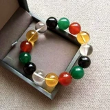 Настоящий браслет из натурального хрустального агата с множеством сокровищ и пятицветными бусинами в форме руки для мужчин и женщин из золота, дерева, воды, огня и земли, года рождения и пяти элементов.