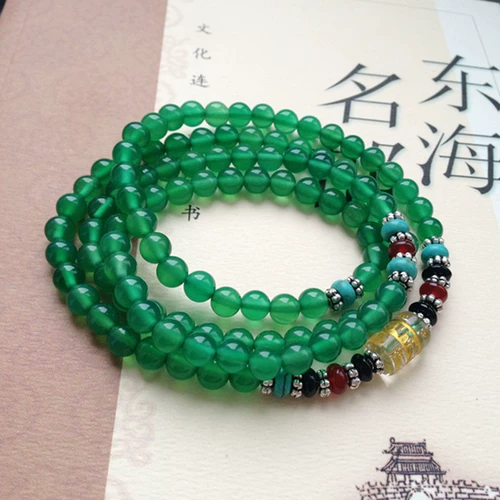 Натуральный ониксовый браслет, четки, подвеска, 108 бусин, подарок на день рождения