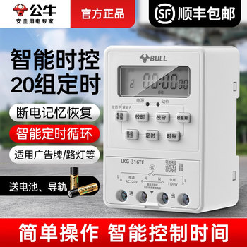 Bull Brand Time-Controlled Switch for Billboards, Streetlights, and Storefronts, Rail-Type High-Power Delay Switch with Automatic Power-Off