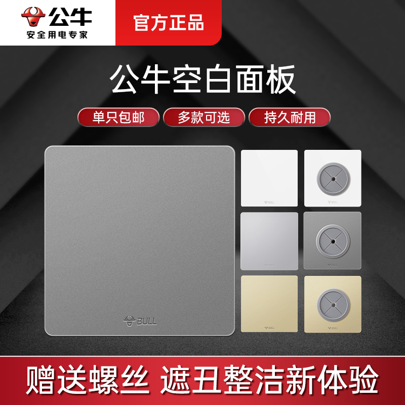 Bull Blank Panel Home Switch Socket Concealed Box Bezel Cover Blank cover blank Decorative Panel Outlet hole Fill plate Grey-Taobao