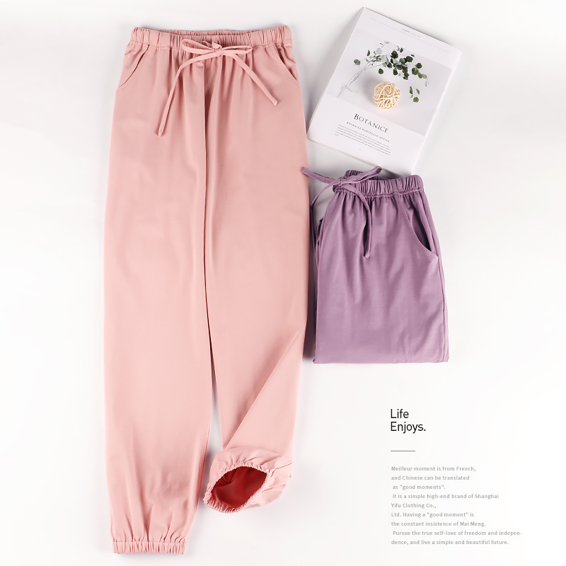 Lady Sleeping Pants Summer Pure Cotton Long Pants Home Pants Summer Thin mosquito-proof trousers can be worn out for adults casual relaxation