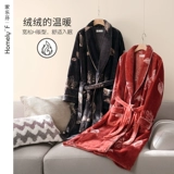 Демисезонная фланелевая бархатная утепленная пижама, большой зимний коралловый бархатный банный халат, оверсайз