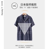 Мужская летняя пижама, марлевые летние тонкие штаны, комплект для отдыха, короткий рукав, большой размер