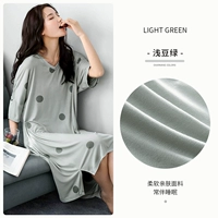 Зеленая легкая фасоль [v -neck/пять -точка рукава]