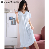 Summer nightgown pajamas Summer Modal cotton silk short sleeve thin long pregnant woman middle-aged mother loose size