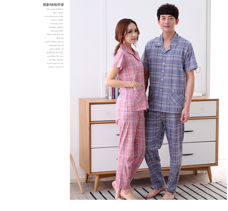 Vài bộ đồ ngủ phụ nữ mùa hè ngắn tay quần cotton đồ ngủ nam phần mỏng trung niên cha và mẹ trung niên phù hợp với
