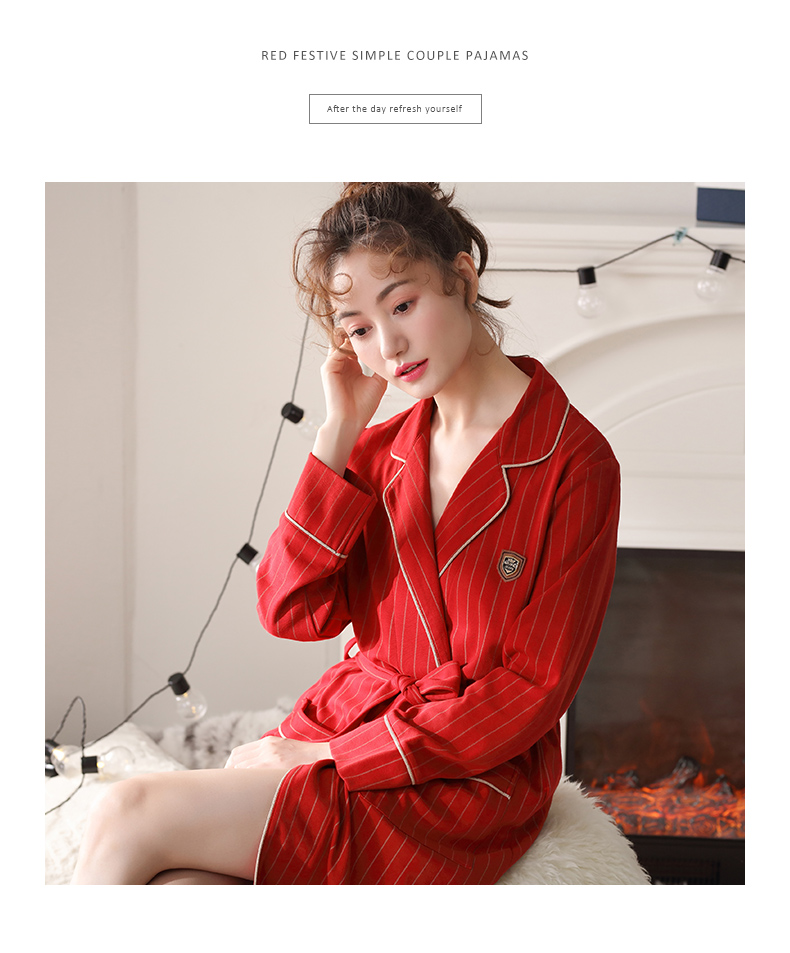 Áo ngủ nữ đồ ngủ mùa xuân và mùa thu cotton dài tay áo choàng tắm Áo choàng tắm lớn màu đỏ vừa dài mùa hè mỏng kích thước lớn pijama đôi