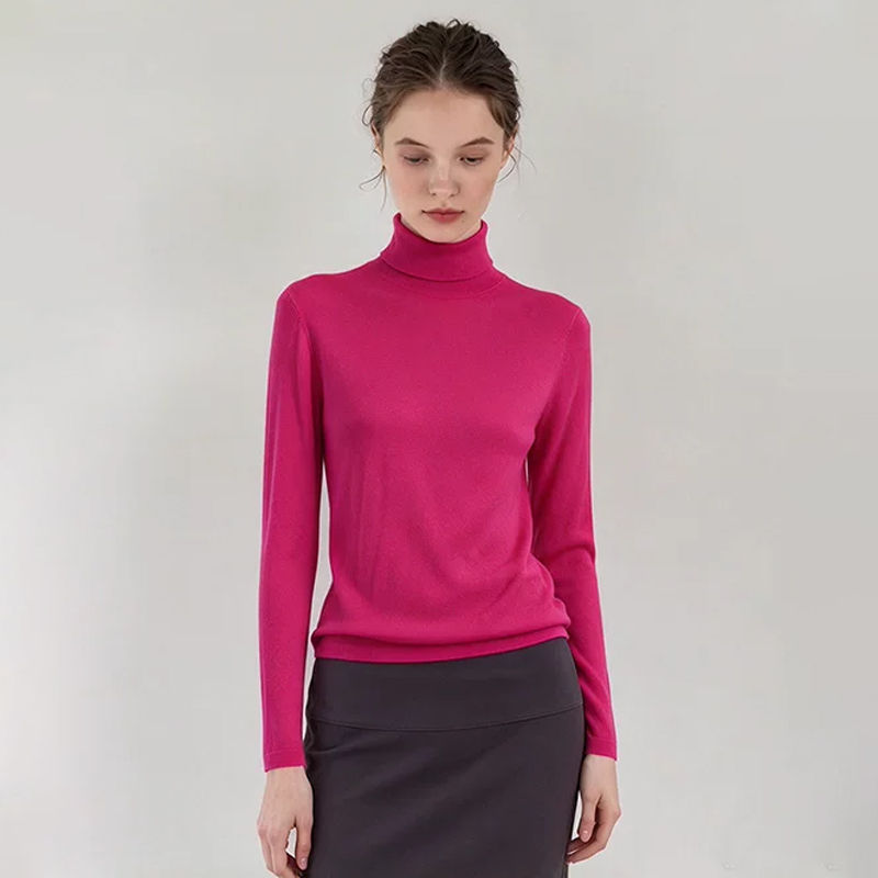 1Oo% Mulberry Silk, Light Luxury Pure Style, High-Neck Solid Color Long-Sleeve Knitwear 26092145 Limited Time 20% off