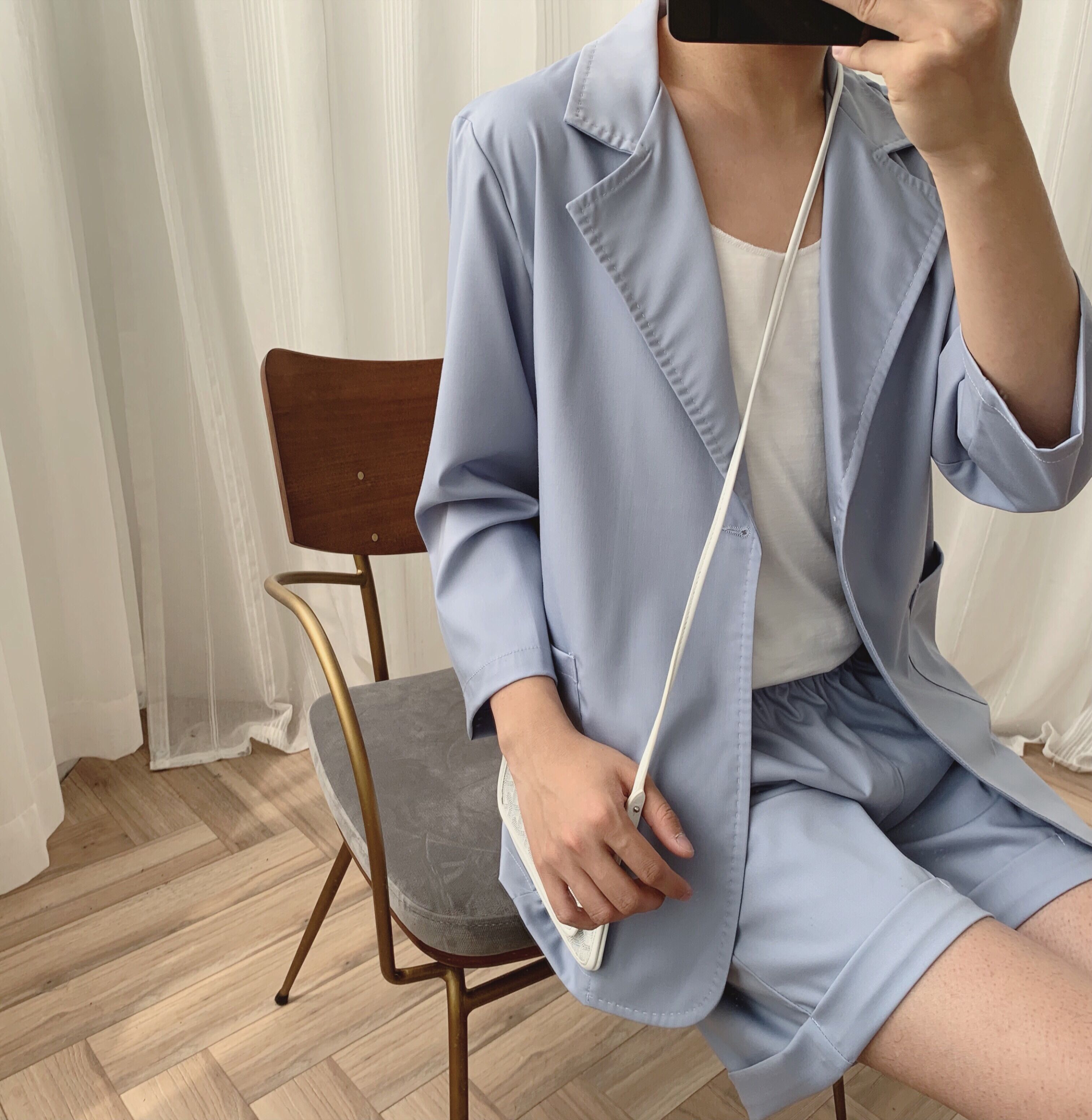 Acha and Agu four-color suit men's summer thin three-quarter sleeve suit jacket and shorts two-piece suit