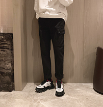A tea and Agu black pocket tooling pants mens autumn and winter trend casual pants