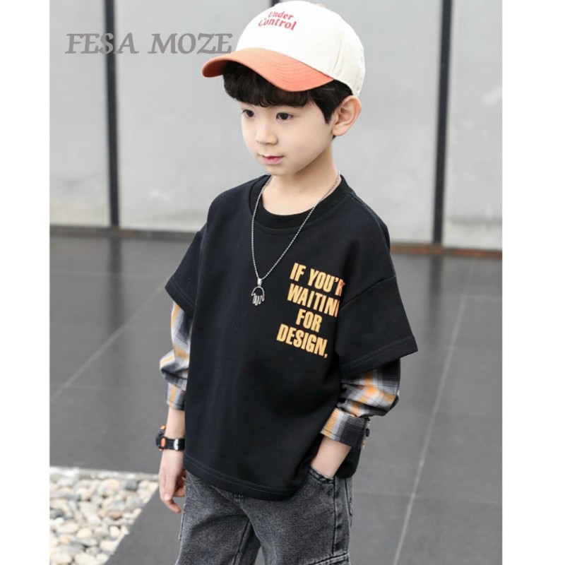 South Korean boy splicing suit tide 2021 new boy foreign style trendy spring dress casual personality Han version two sets