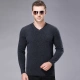 Áo len cashmere cổ chữ V dày len dệt kim mùa thu và mùa đông mới trung niên kinh doanh gà trái tim cổ áo len áo thun nam cổ tròn