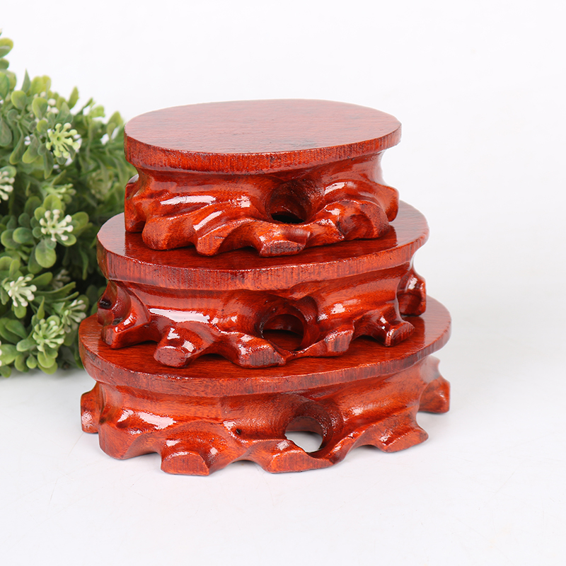 a002 oval solid wood chishstone base stone wooden seat son handicraft pendulum decorated with root sculptures Emirin