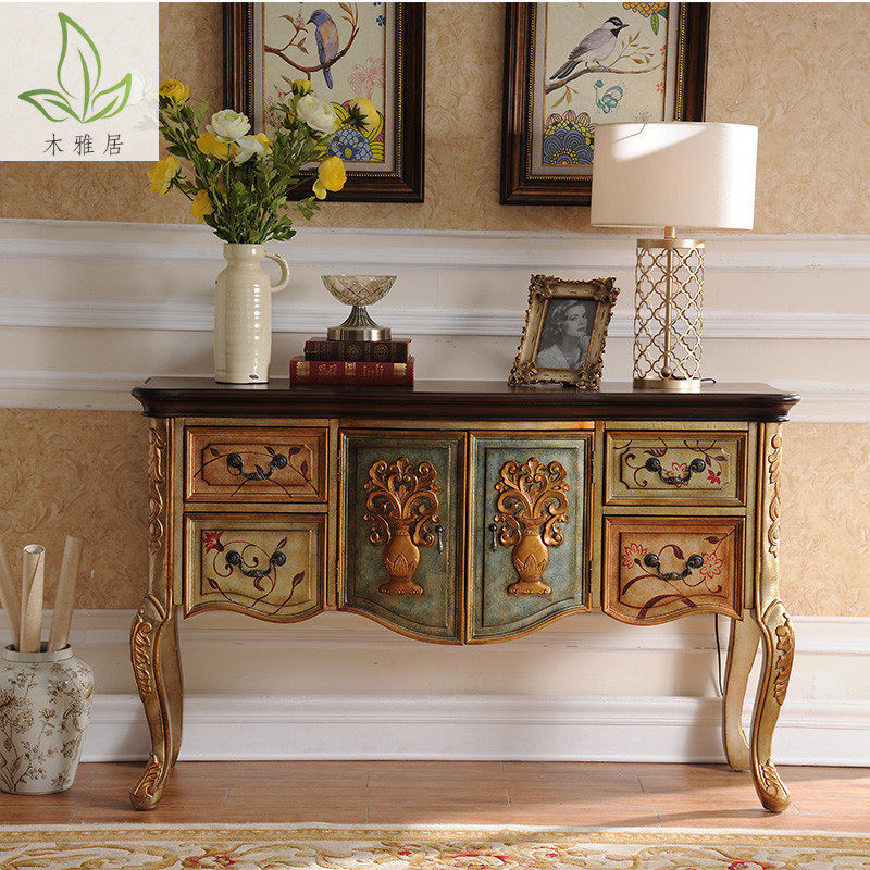 American-style solid wood foyer porch table living room porch table against the wall carved storage cabinet painted foyer partition dining cabinet